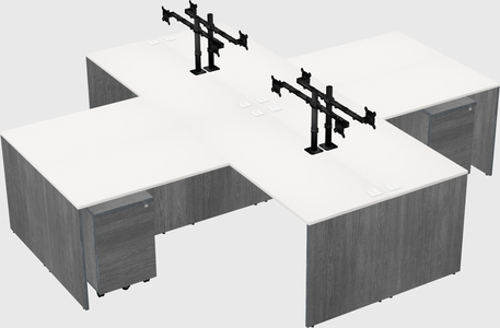 Quad l-shaped office desks