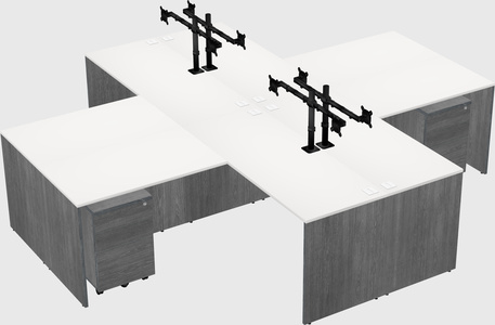Quad l-shaped office desks