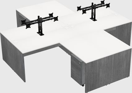 Quad l-shaped office desks
