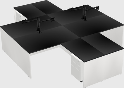 Quad l-shaped office desks