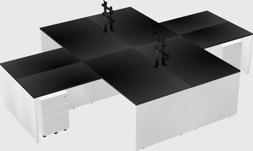 Quad l-shaped office desks
