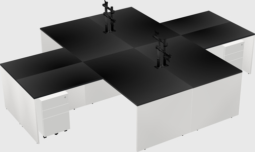 Quad l-shaped office desks