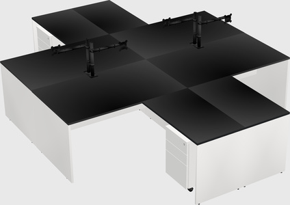 Quad l-shaped office desks