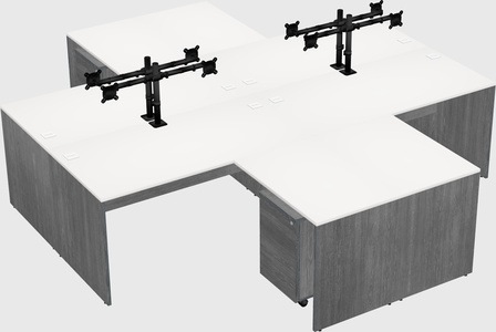 Quad l-shaped office desks