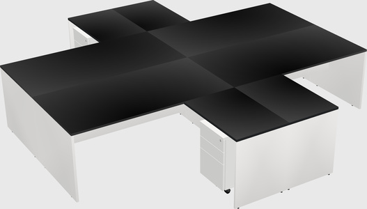 Bureaux de bureau quadruples en forme de l