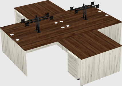 Quad l-shaped office desks