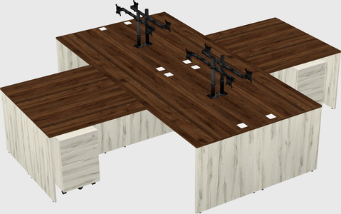 Quad l-shaped office desks