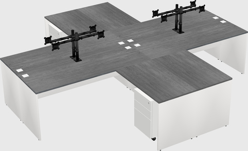 Quad l-shaped office desks