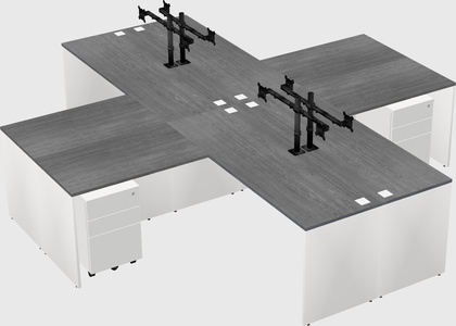 Quad l-shaped office desks