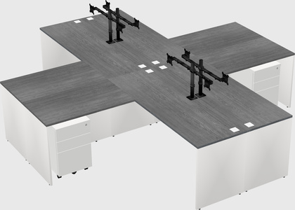 Quad l-shaped office desks
