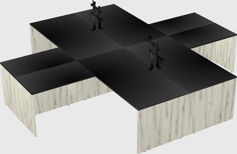 Quad l-shaped office desks
