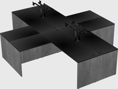 Quad l-shaped office desks