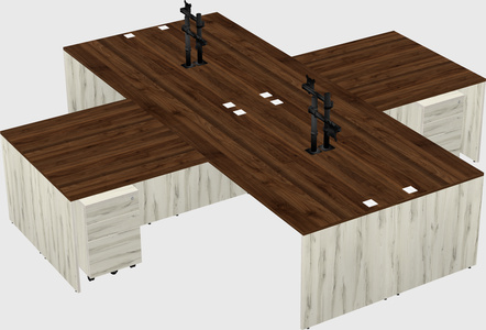 Bureaux de bureau quadruples en forme de l