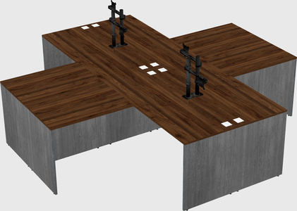 Quad l-shaped office desks
