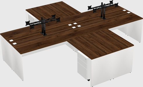 Bureaux de bureau quadruples en forme de l