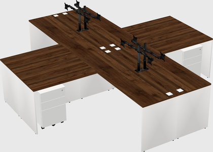 Bureaux de bureau quadruples en forme de l