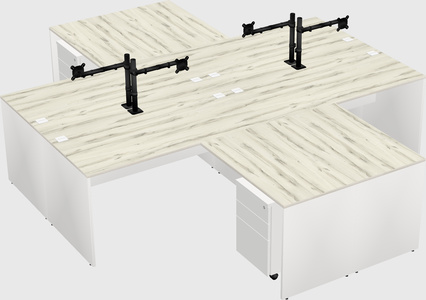 Quad l-shaped office desks