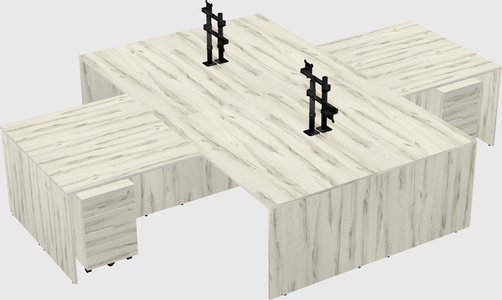 Quad l-shaped office desks