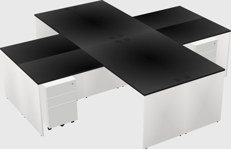 Quad l-shaped office desks