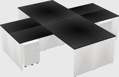 Quad l-shaped office desks