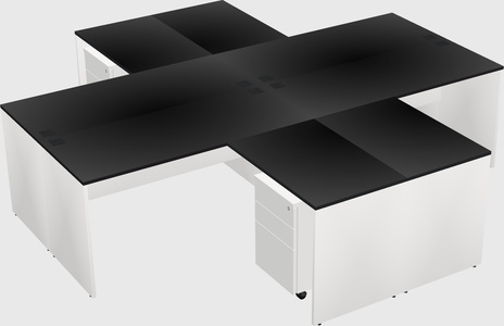 Quad l-shaped office desks