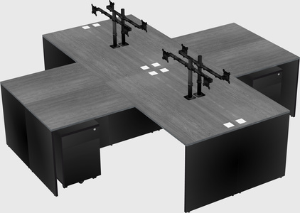 Quad l-shaped office desks