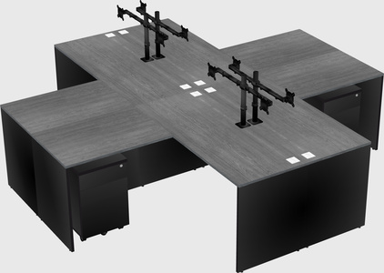 Quad l-shaped office desks