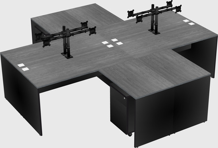 Quad l-shaped office desks