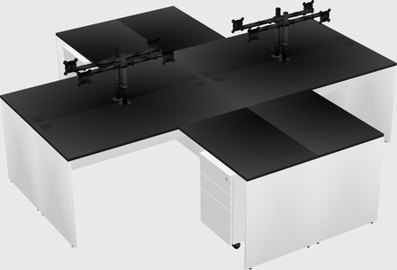 Quad l-shaped office desks