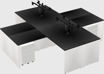 Quad l-shaped office desks