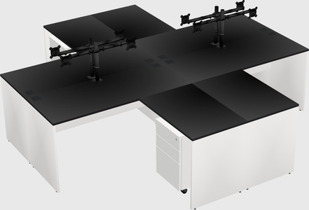 Quad l-shaped office desks