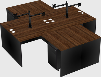 Quad l-shaped office desks