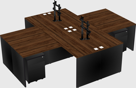 Quad l-shaped office desks
