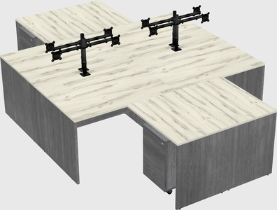 Quad l-shaped office desks