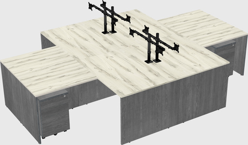 Quad l-shaped office desks
