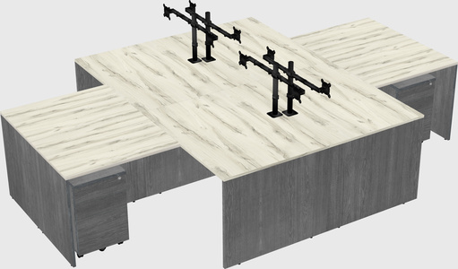 Quad l-shaped office desks