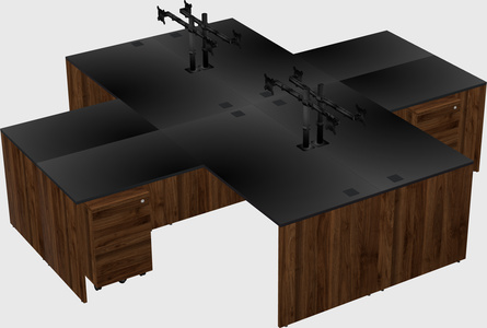 Quad l-shaped office desks