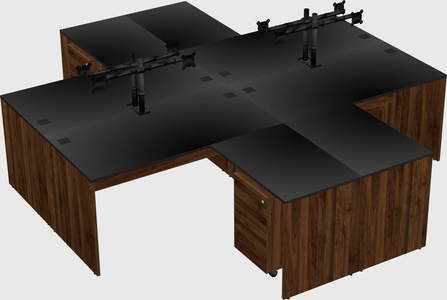 Quad l-shaped office desks