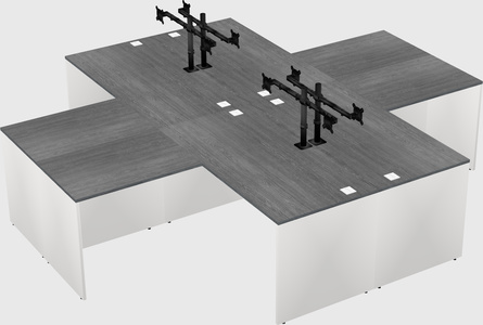 Quad l-shaped office desks