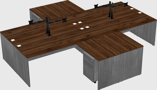 Quad l-shaped office desks
