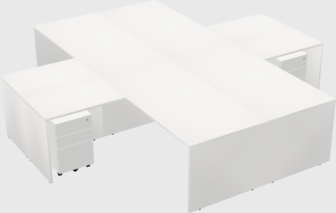 Bureaux de bureau quadruples en forme de l