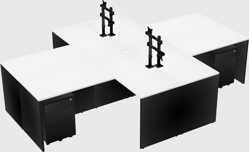 Quad l-shaped office desks