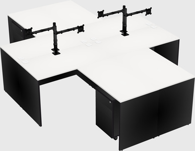 Quad l-shaped office desks