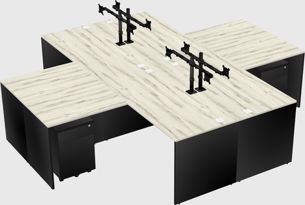 Quad l-shaped office desks