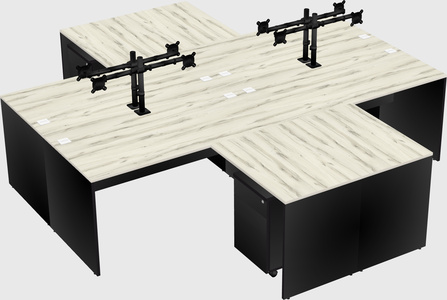 Quad l-shaped office desks