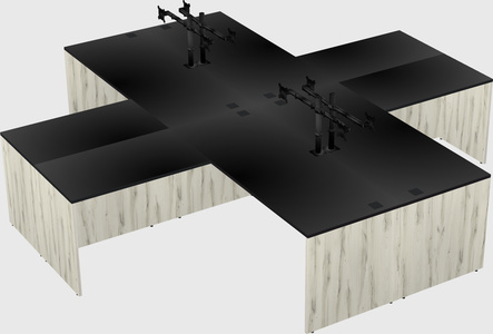 Quad l-shaped office desks