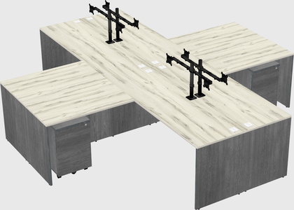 Quad l-shaped office desks