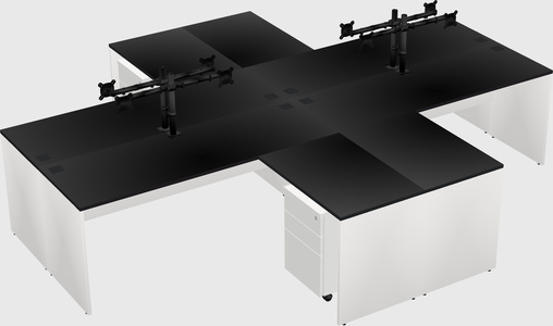 Quad l-shaped office desks