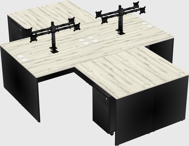 Quad l-shaped office desks
