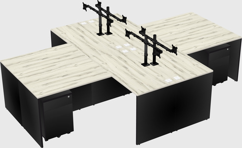 Quad l-shaped office desks